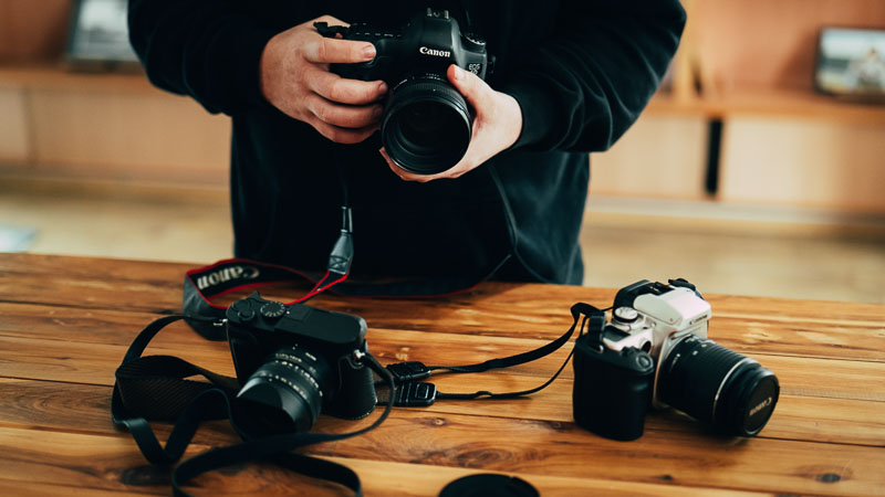 a few digital cameras in a beginners photography class